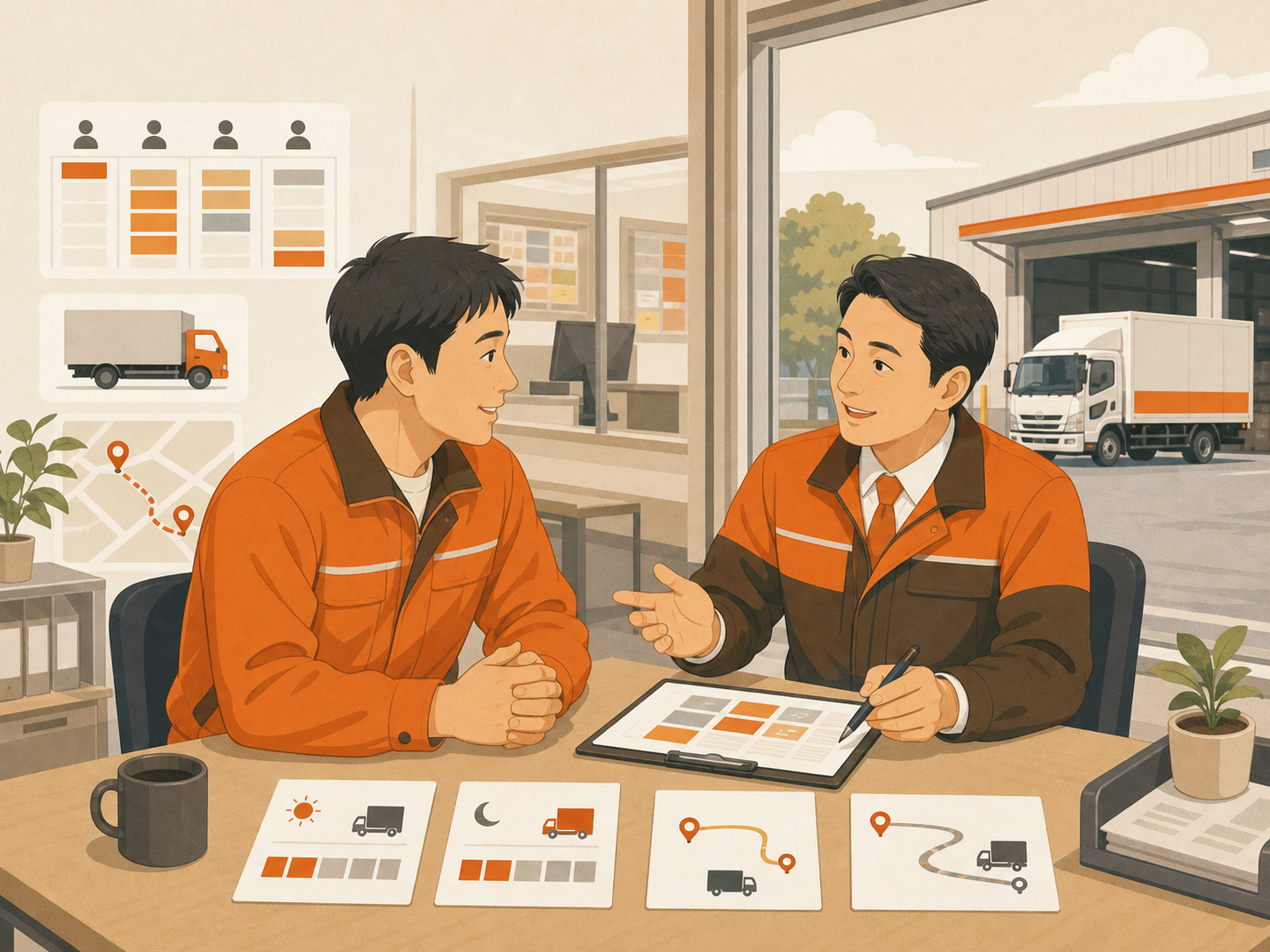 丸中物流栃木 働き方を相談するイラスト
